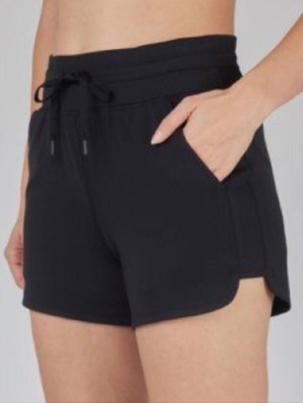 Yogalicious Lux Morning Jog 4" Black Drawstring Active Shorts